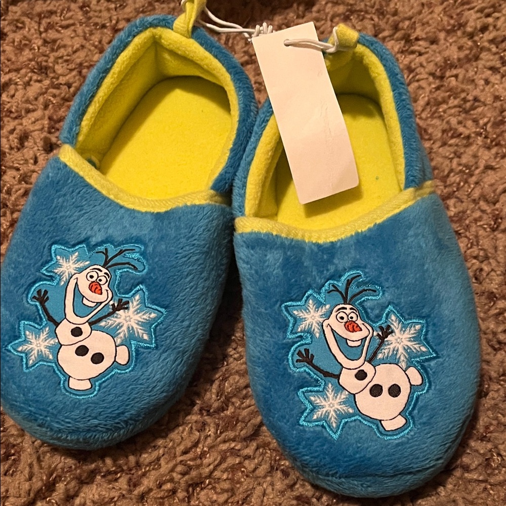 Kids Blue and Yellow Olaf Slippers